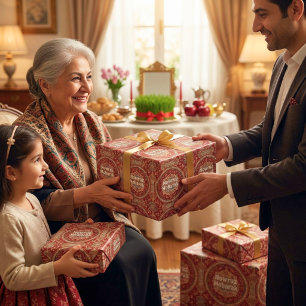 Nowruz Persian New Year Dinner Party Geschenke Rot Geschenkpapier