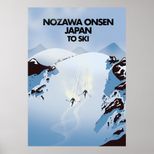 Nozawa Onsen Japan Ski drucken. Poster