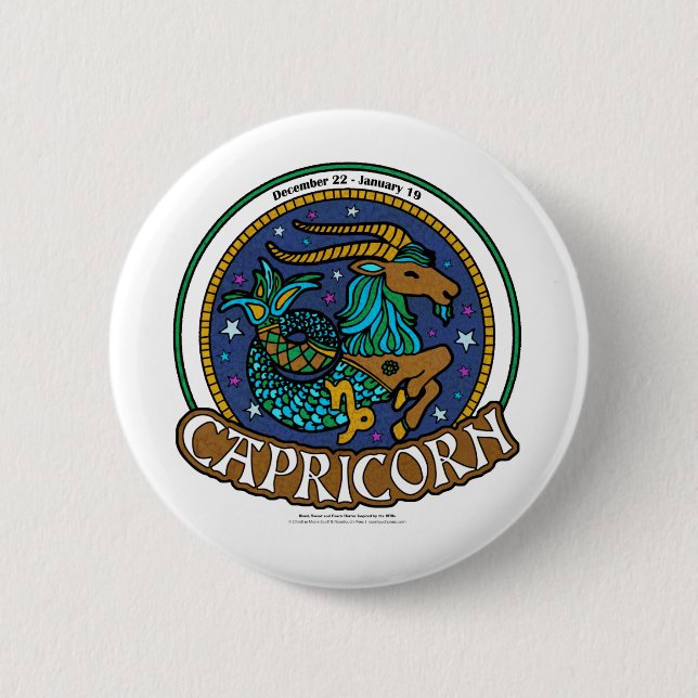 NP Capricorn, 2¼-Zoll-Round-Button Button (Vorderseite)