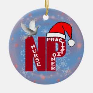 NP-Weihnachtsschmuck Santa Hut Nurse Practitioner Keramikornament