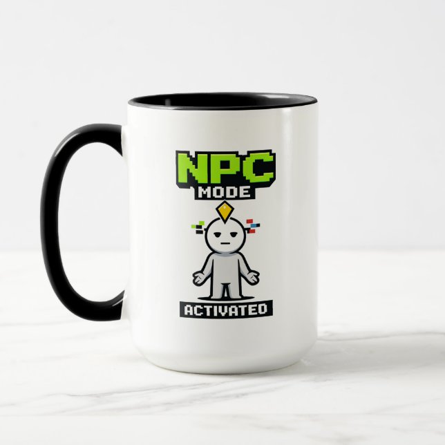 NPC-Modus aktiviert Pixel lustiger Cartoon Tasse (Links)