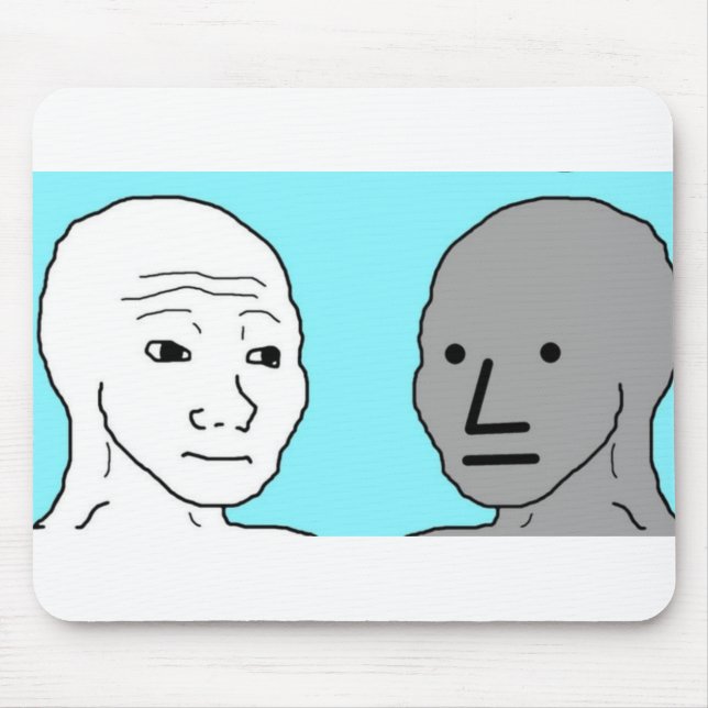 NPC Wojak Non Player Charakter Meme Geschenk Mousepad (Vorne)