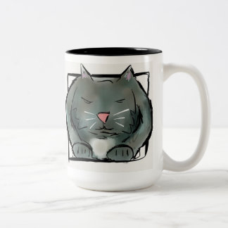 Nq-Katze in einer Kasten-Tasse Zweifarbige Tasse