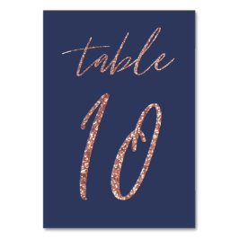 Nr. 10 - Glam Glitzer Rose Gold und Blue Wedding Tischnummer
