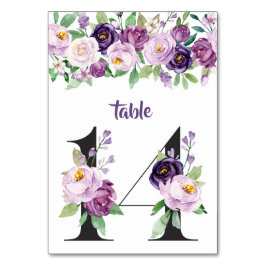 Nr. 14 Lila und Lavender Watercolor-Rose Tischnummer