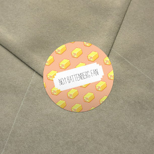 Nr. 1 Battenberg Fan Pink & Yellow Cake Runder Aufkleber