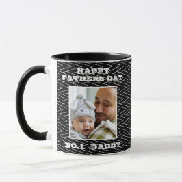Nr. 1 Daddy Black and White Zig Zag Name und Foto Tasse