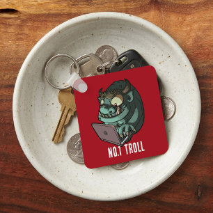 Nr. 1 Troll Internet Troll auf Laptop-Cartoon Schlüsselanhänger
