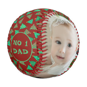 Nr. 1 Vater Son and Daughter Foto Weihnachtsbaum Baseball