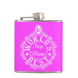Nr.1 Weltbestes Step Mum Classic White auf rosa Flachmann