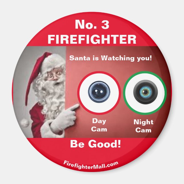 Nr. 3 FIREFIGHTER Santa beobachtet Magnet (Vorne)