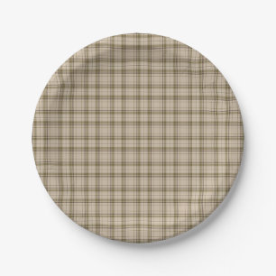 Nr. 59 des Tartan-kariertes Brown, Beige u. grünes Pappteller