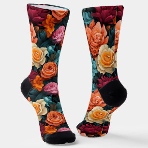 Nr. 8 Crews mit Blumenmuster Socken