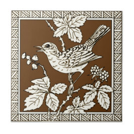 Nr. 9 der 12 Repro 1880er Minton Mocha Bird Series Fliese