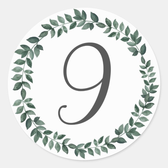 Nr. 9 Nine Monogramm Minimalistischer botanischer  Runder Aufkleber (Vorderseite)