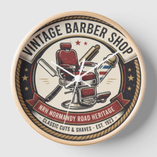 NRH Vintage Barbershop 1950er Americana Wanduhr