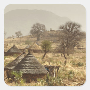 Nuba-Berge, Nugera-Dorf Quadratischer Aufkleber