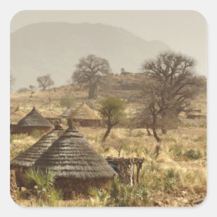 Nuba Mountains, Dorf Nugera Quadratischer Aufkleber