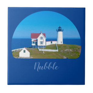 Nubble Light Blue Horizon Maine Lighthouse Fliese