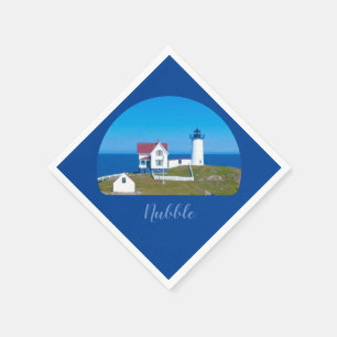 Nubble Light Blue Horizon Maine Lighthouse Serviette