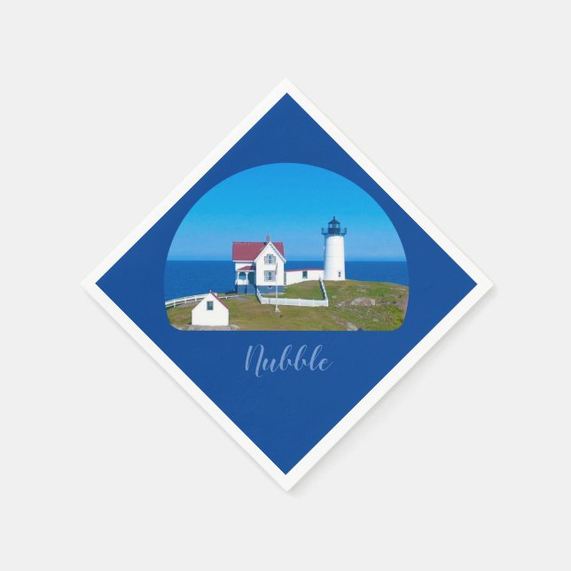 Nubble Light Blue Horizon Maine Lighthouse Serviette (Ecke)