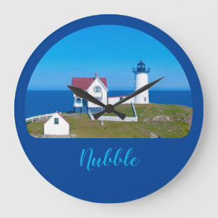 Nubble Light Blue Ocean Maine Lighthouse Große Wanduhr