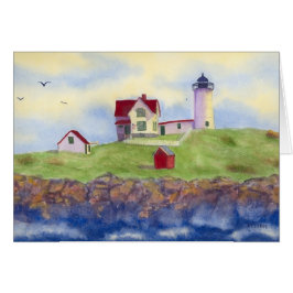 Nubble Light House York Maine Blank Card