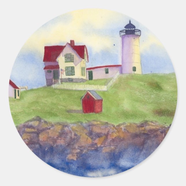Nubble Light House York Maine Classic Round Sticke Runder Aufkleber (Vorderseite)