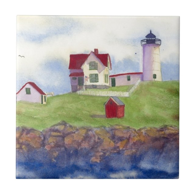 Nubble Light House York Maine Fliese (Vorderseite)
