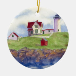 Nubble Light House York Maine Keramik Ornament