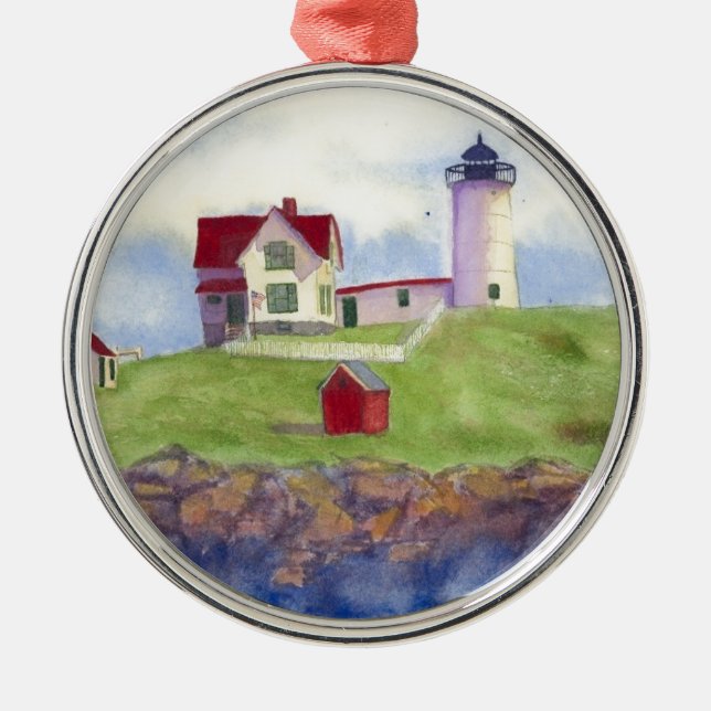 Nubble Light House York Maine Metal Ornament Aus Metall (Vorne)