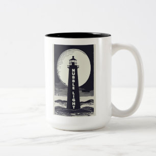 Nubble Light Maine Leuchtturm Mond Zweifarbige Tasse