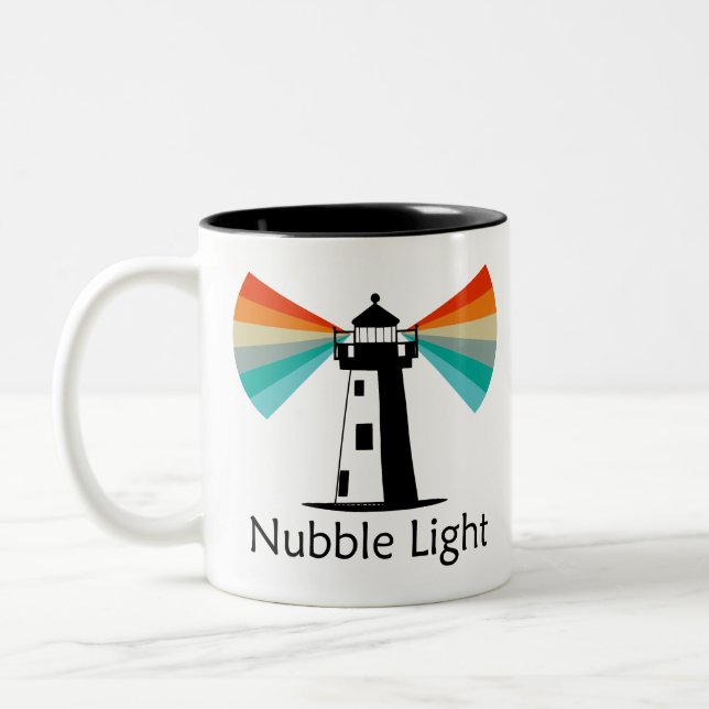 Nubble Light Maine Rainbow Zweifarbige Tasse (Links)