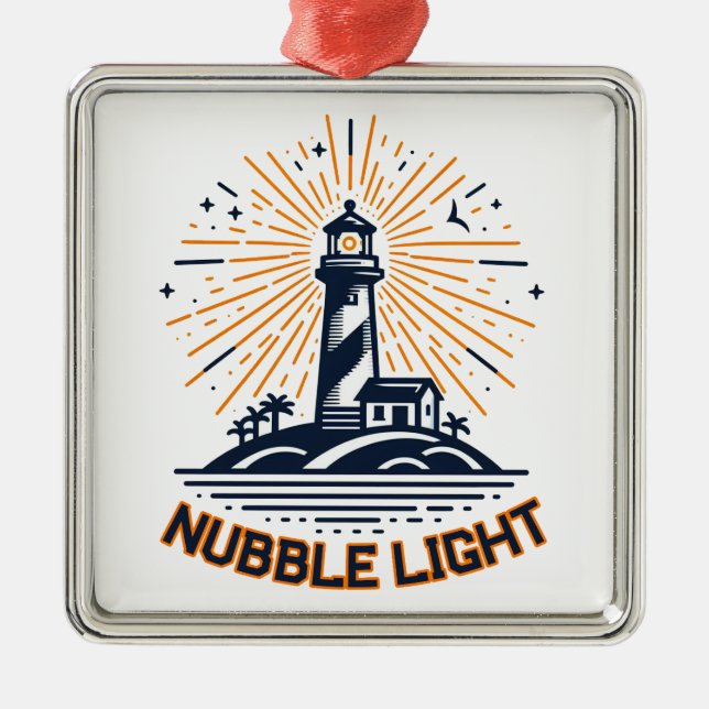 Nubble Light Maine Sunrise Ornament Aus Metall (Vorne)