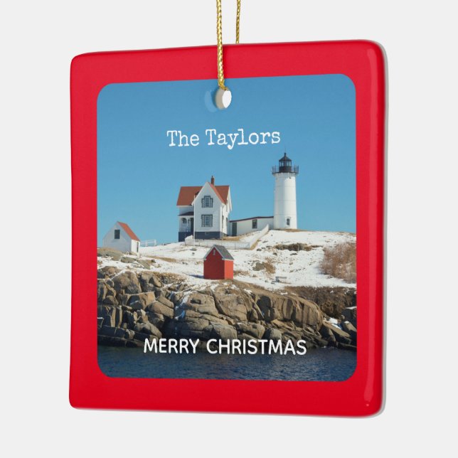 Nubble Light Red Coastal Maine Lighthouse Keramikornament (Links)