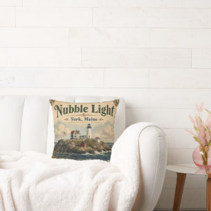 Nubble Light York Maine Vintage Küstenstil Kissen