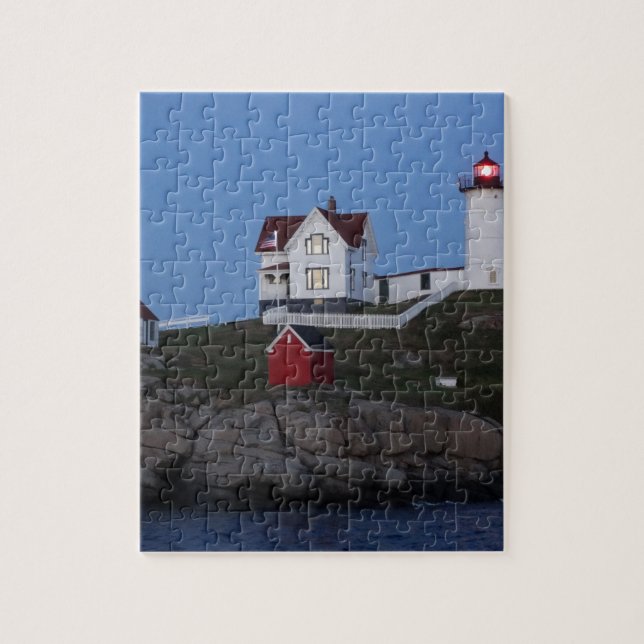 Nubble Lighthouse am Abend Puzzle (Vertikal)