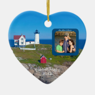 Nubble Lighthouse Foto Weihnachten Keramik Ornament
