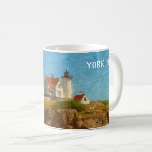 Nubble Lighthouse individuell anpassbar Kaffeetasse (VorderseiteRechts)