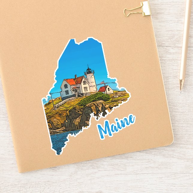 Nubble Lighthouse Maine Nautical Aufkleber (Notizbuch)
