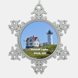 Nubble Lighthouse Weihnachtsschmuck Schneeflocken Zinn-Ornament