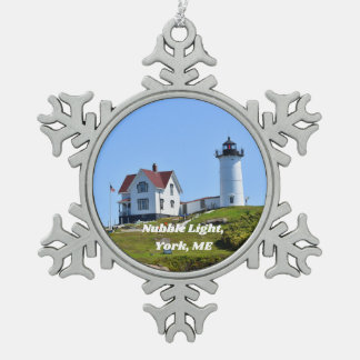 Nubble Lighthouse Weihnachtsschmuck Schneeflocken Zinn-Ornament