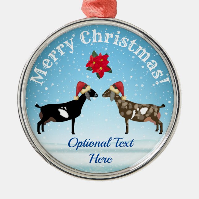Nubian Dairy Goat Weihnachten im Schnee Ornament Aus Metall (Vorne)