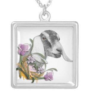 Nubian Goat Floral Necklace Versilberte Kette