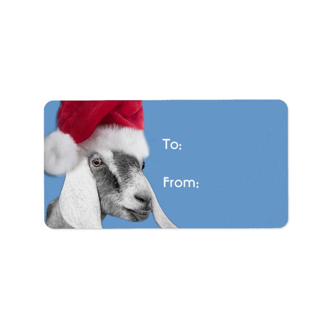 Nubian Goat Santa Goat Weihnachtsgeschenk Tag Adressaufkleber (Vorne)
