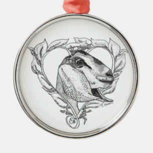 Nubian Kopf im Herzen Silbernes Ornament