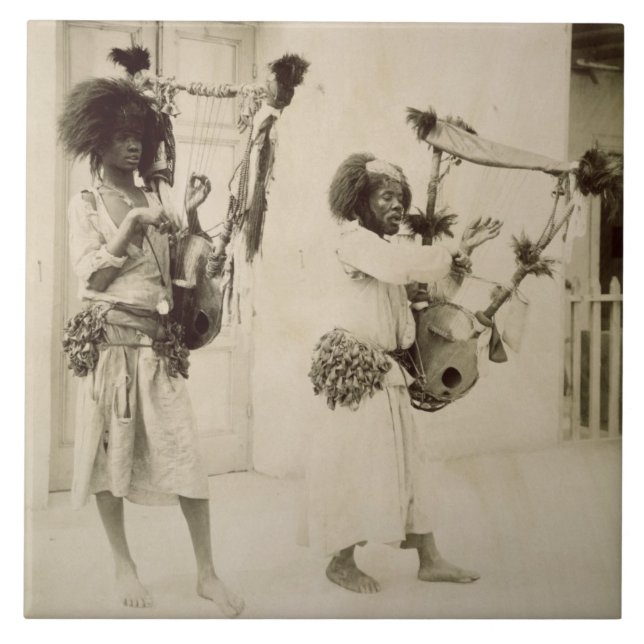 Nubian Musiker (Sepia-Foto) Fliese (Vorderseite)