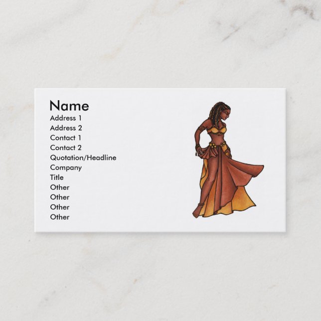 Nubian Sister Bly Dance Business Cards Visitenkarte (Vorderseite)