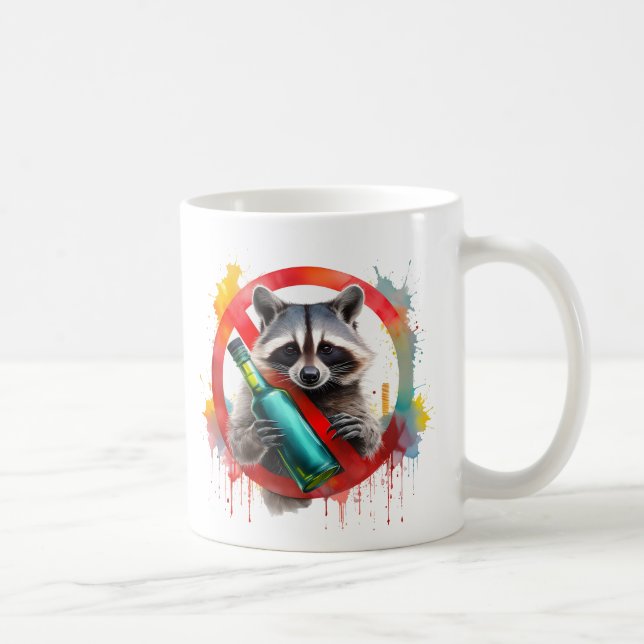 nüchtern, Raccoon, alkoholfrei, alkoholfrei Kaffeetasse (Rechts)