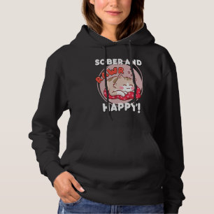 Nüchtern und glückliche süße Katze Chibi Genesungs Hoodie